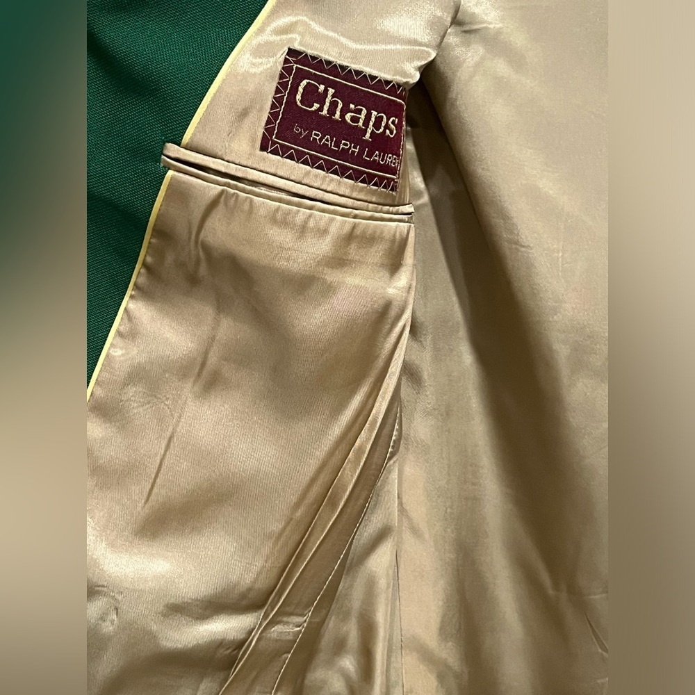 Chaps BY RALPH LAUREN VINTAGE,MASTERS EQUESTRIAN GOLD BUTTON JACKET GREEN SZ 36R - Picture 13 of 13